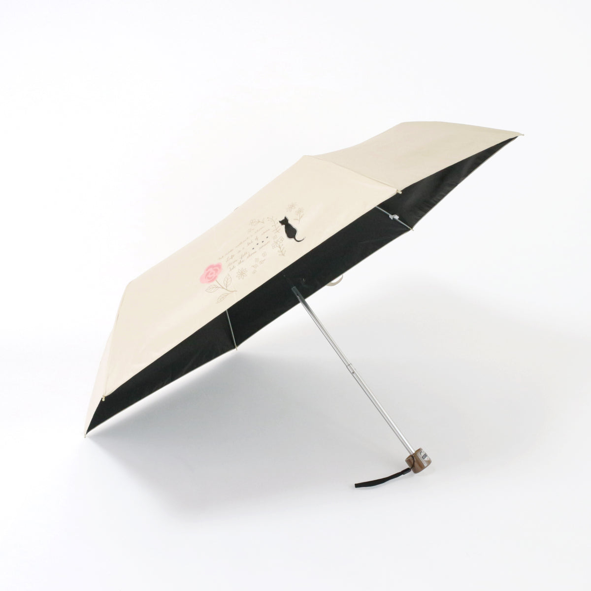 バラと猫｜遮光・遮熱｜晴雨兼用 折りたたみ傘 50cm
