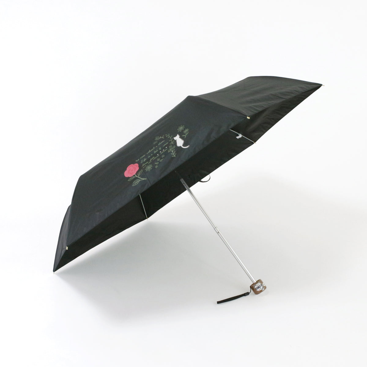 バラと猫｜遮光・遮熱｜晴雨兼用 折りたたみ傘 50cm
