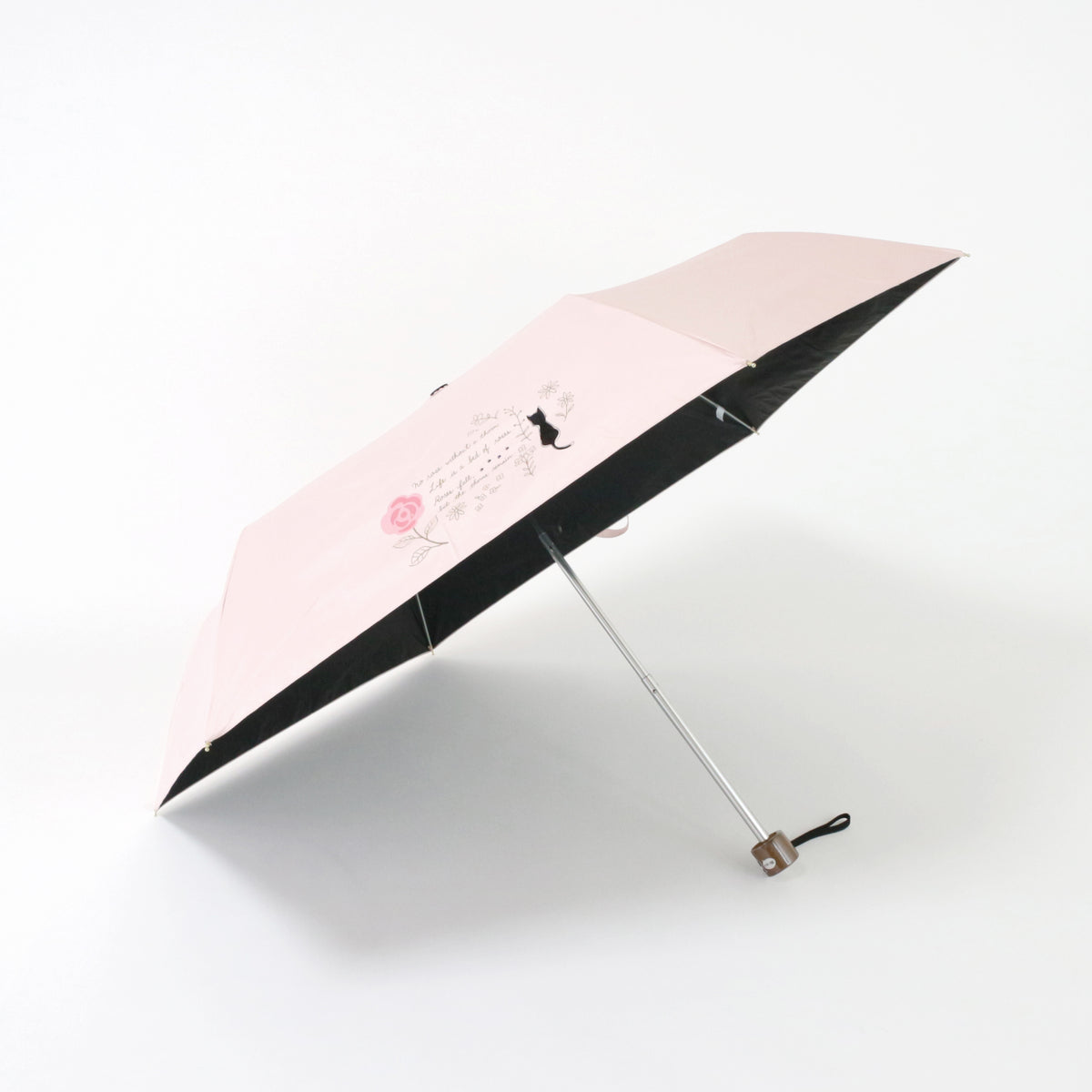 バラと猫｜遮光・遮熱｜晴雨兼用 折りたたみ傘 50cm