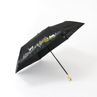音符とトロンボーンと猫｜遮光・遮熱｜晴雨兼用 折りたたみ傘 50cm