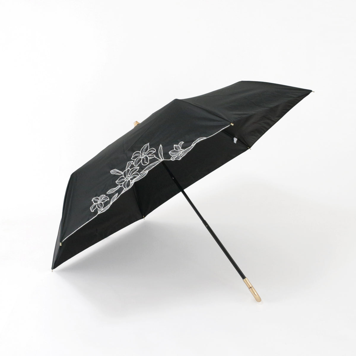 リリー刺繍｜遮光・遮熱｜晴雨兼用 折りたたみ傘 50cm