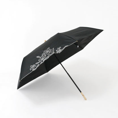 リリー刺繍｜遮光・遮熱｜晴雨兼用 折りたたみ傘 50cm