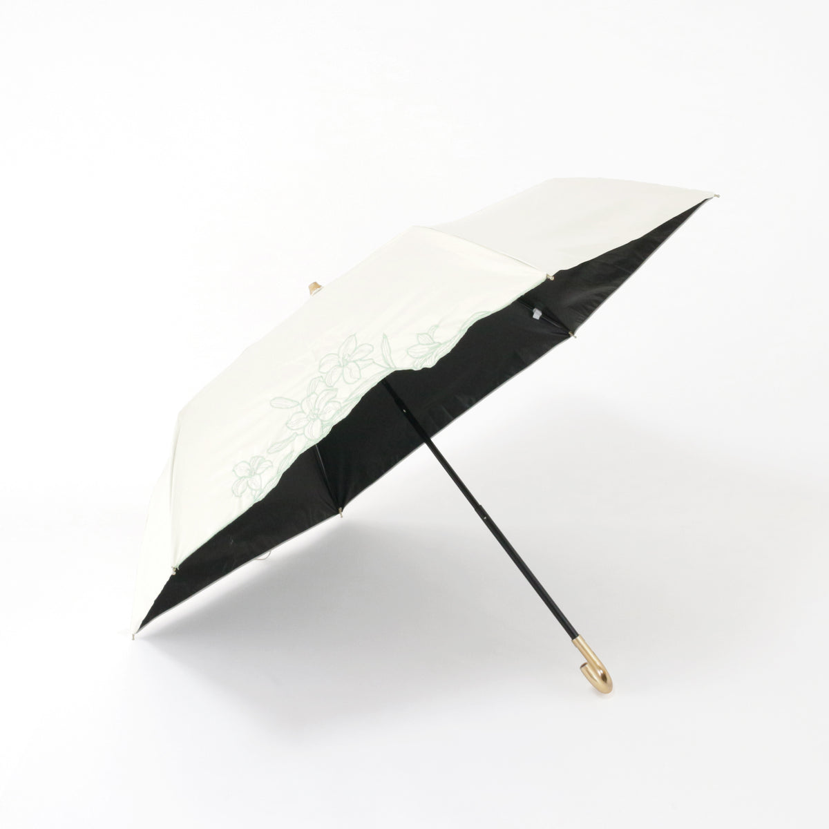 リリー刺繍｜遮光・遮熱｜晴雨兼用 折りたたみ傘 50cm