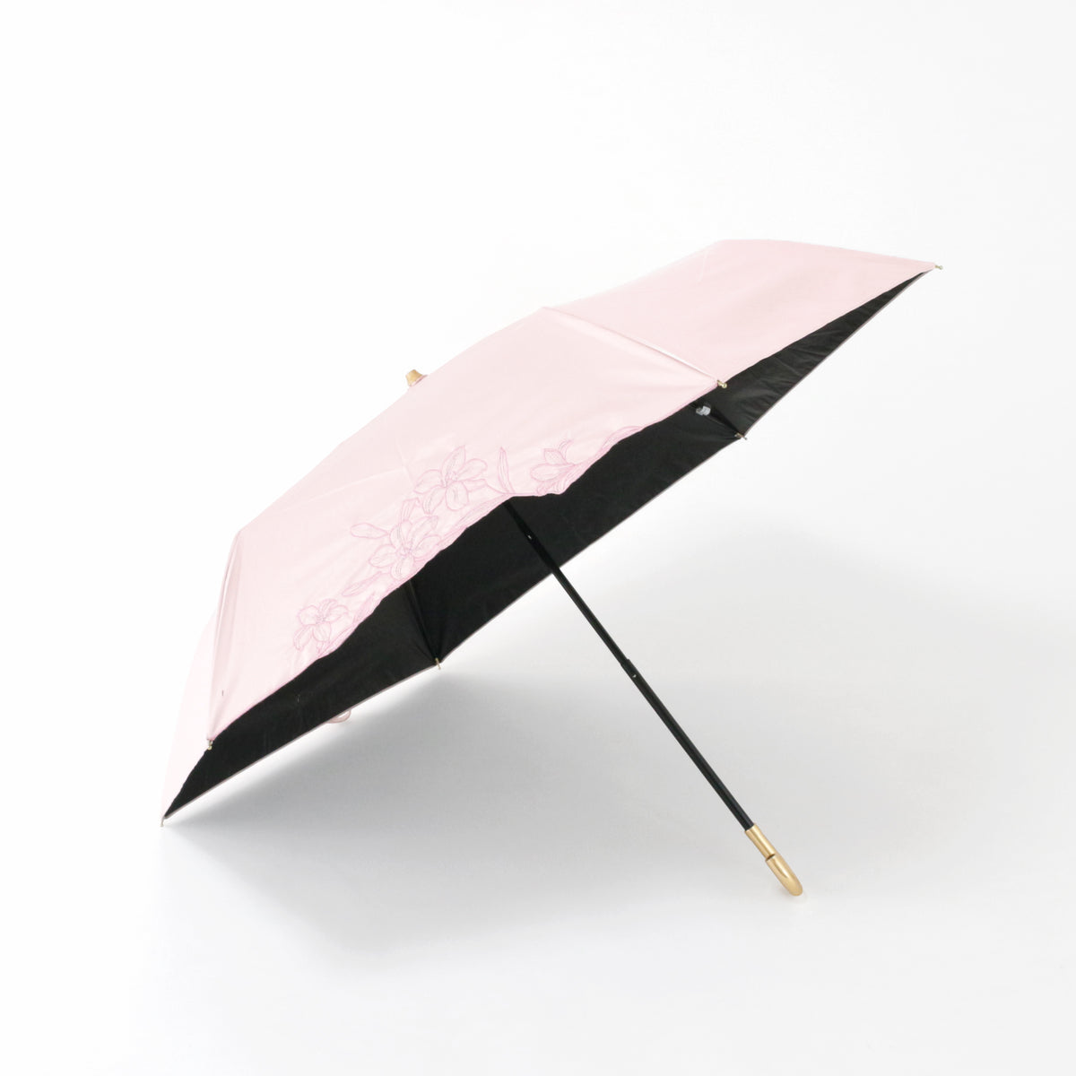 リリー刺繍｜遮光・遮熱｜晴雨兼用 折りたたみ傘 50cm