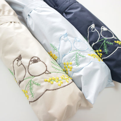 ミモザと文鳥｜遮光・遮熱｜晴雨兼用 折りたたみ傘 50cm