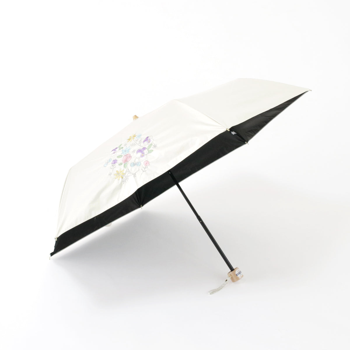 ブーケ刺繍｜遮光・遮熱｜晴雨兼用 折りたたみ傘 50cm