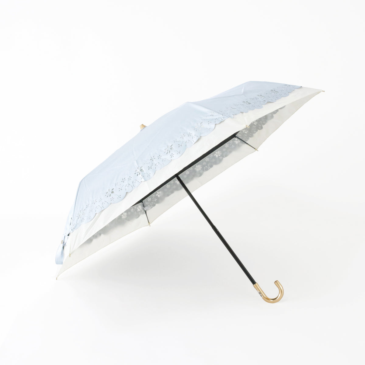 シマエナガのヒートカット切継ぎ｜遮光・遮熱｜晴雨兼用 折りたたみ傘 50cm