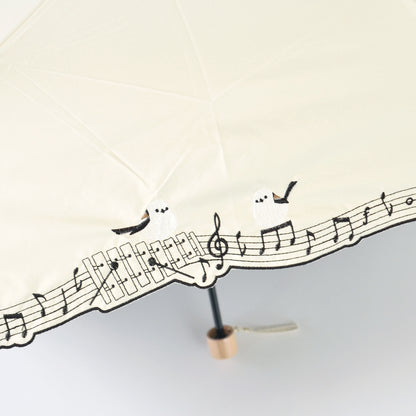 シマエナガと音符と木琴｜遮光・遮熱｜晴雨兼用 折りたたみ傘 50cm