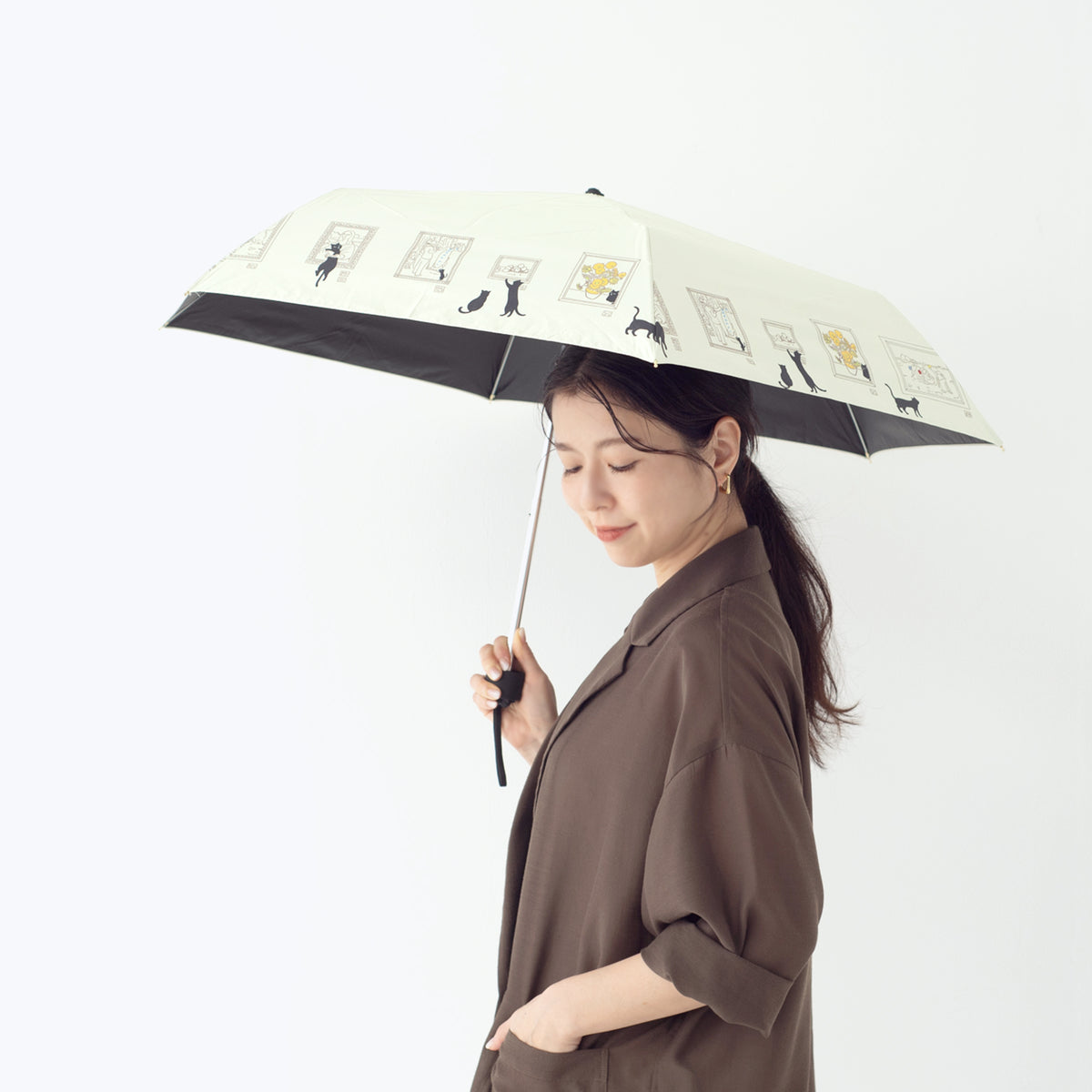 ミュージアムCAT｜遮光・遮熱｜晴雨兼用 折りたたみ傘 50cm
