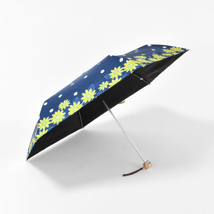 ひまわりと水玉｜遮光・遮熱｜晴雨兼用 折りたたみ傘 50cm
