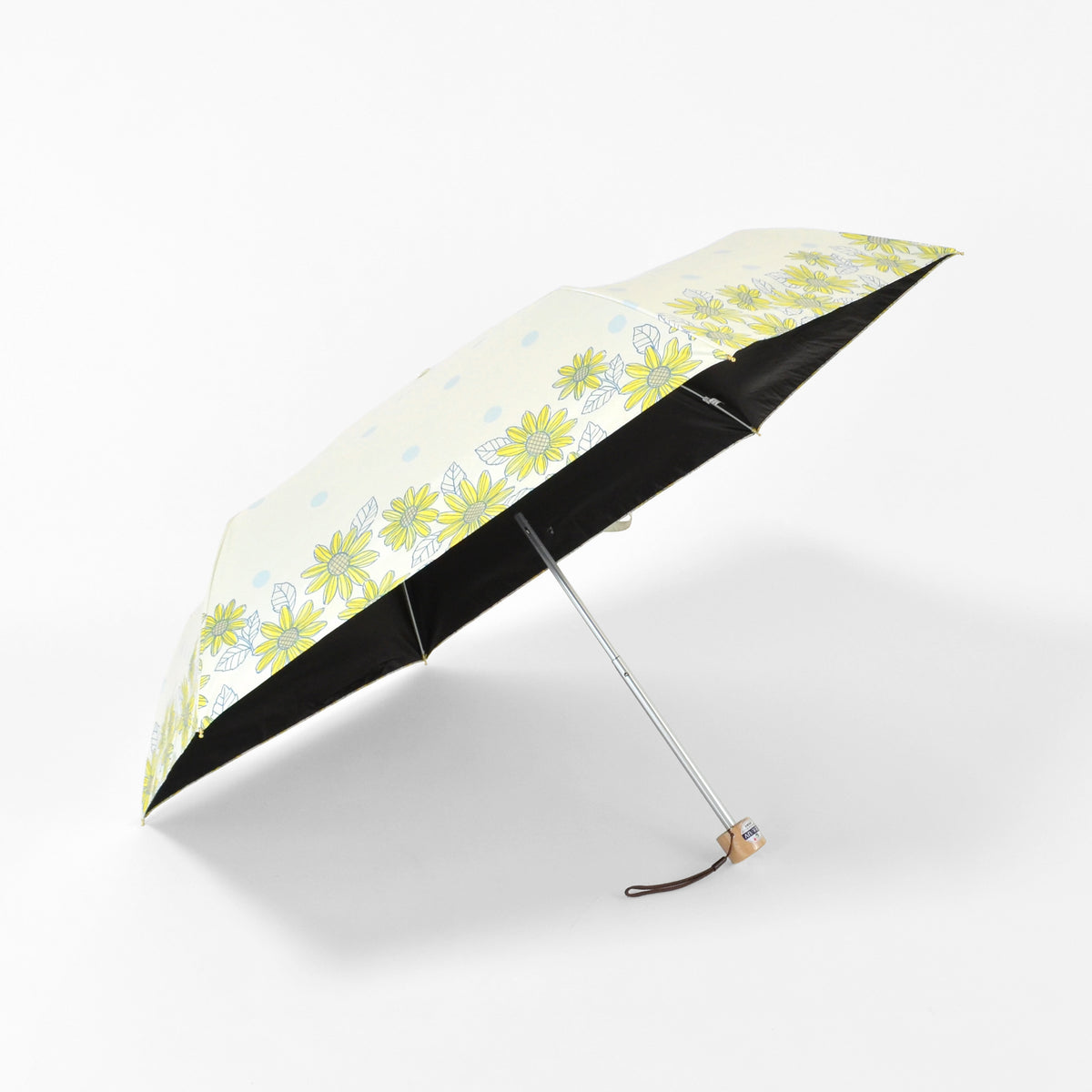 ひまわりと水玉｜遮光・遮熱｜晴雨兼用 折りたたみ傘 50cm