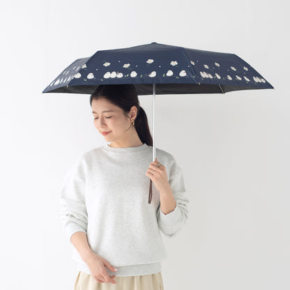 お花とシマエナガ｜遮光・遮熱｜晴雨兼用 折りたたみ傘 50cm