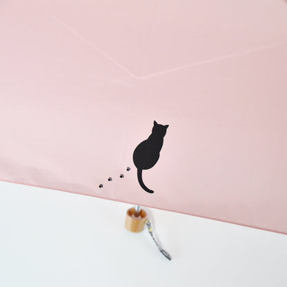 黒猫｜耐風折りたたみ傘 55cm（吸水トートバッグ付）