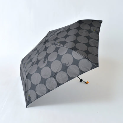 大きい水玉と猫｜軽量コンパクト折りたたみ雨傘 50cm（トートバッグ付）