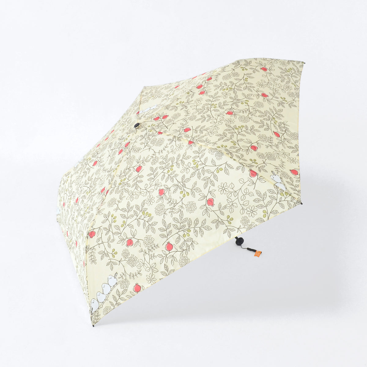 ザクロとシマエナガ｜軽量コンパクト折りたたみ雨傘 50cm（トートバッグ付）