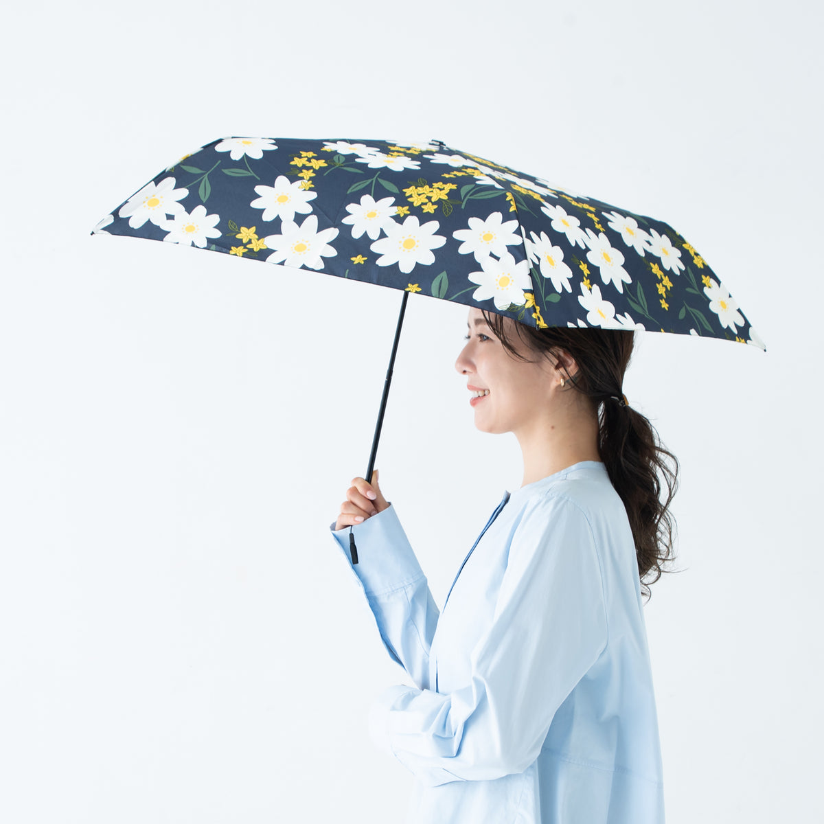 フルールブロンシュ｜軽量コンパクト折りたたみ雨傘 50cm（トートバッグ付）