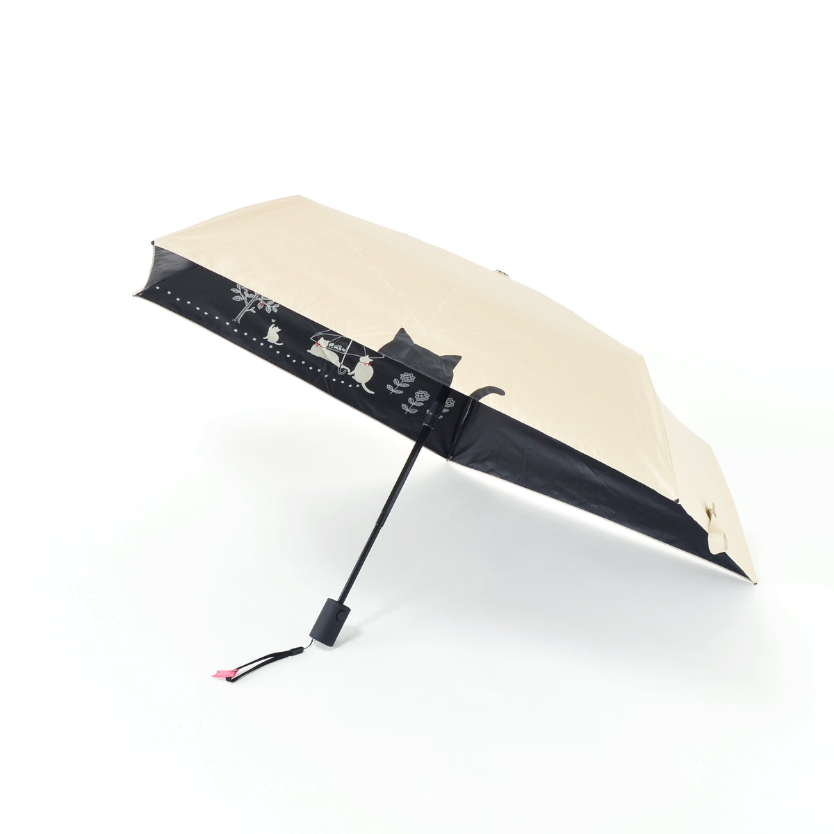 傘と猫｜遮光・遮熱 自動開閉｜晴雨兼用 折りたたみ傘 50cm