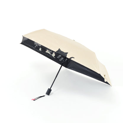 傘と猫｜遮光・遮熱 自動開閉｜晴雨兼用 折りたたみ傘 50cm