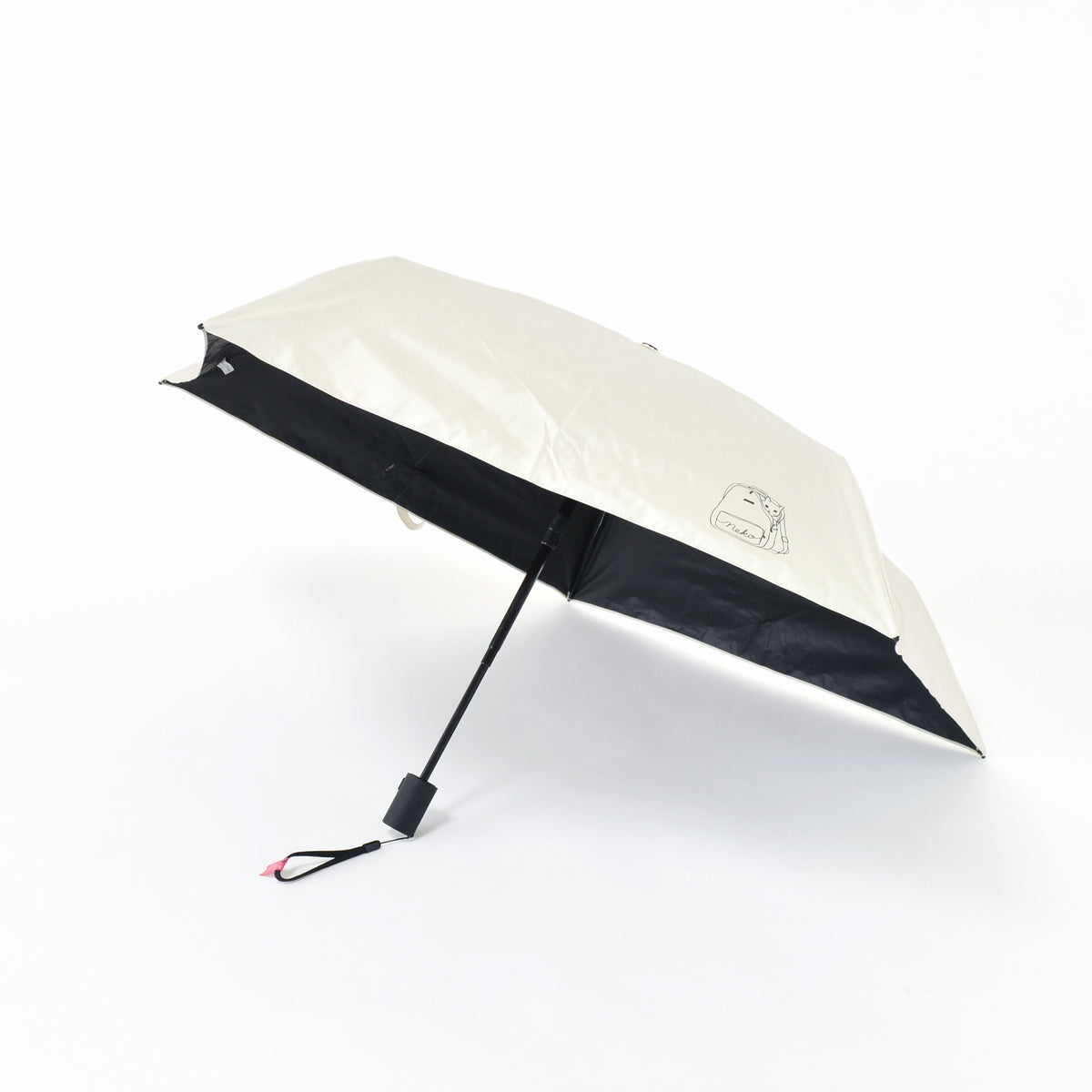 おでかけと猫｜遮光・遮熱 自動開閉｜晴雨兼用 折りたたみ傘 50cm
