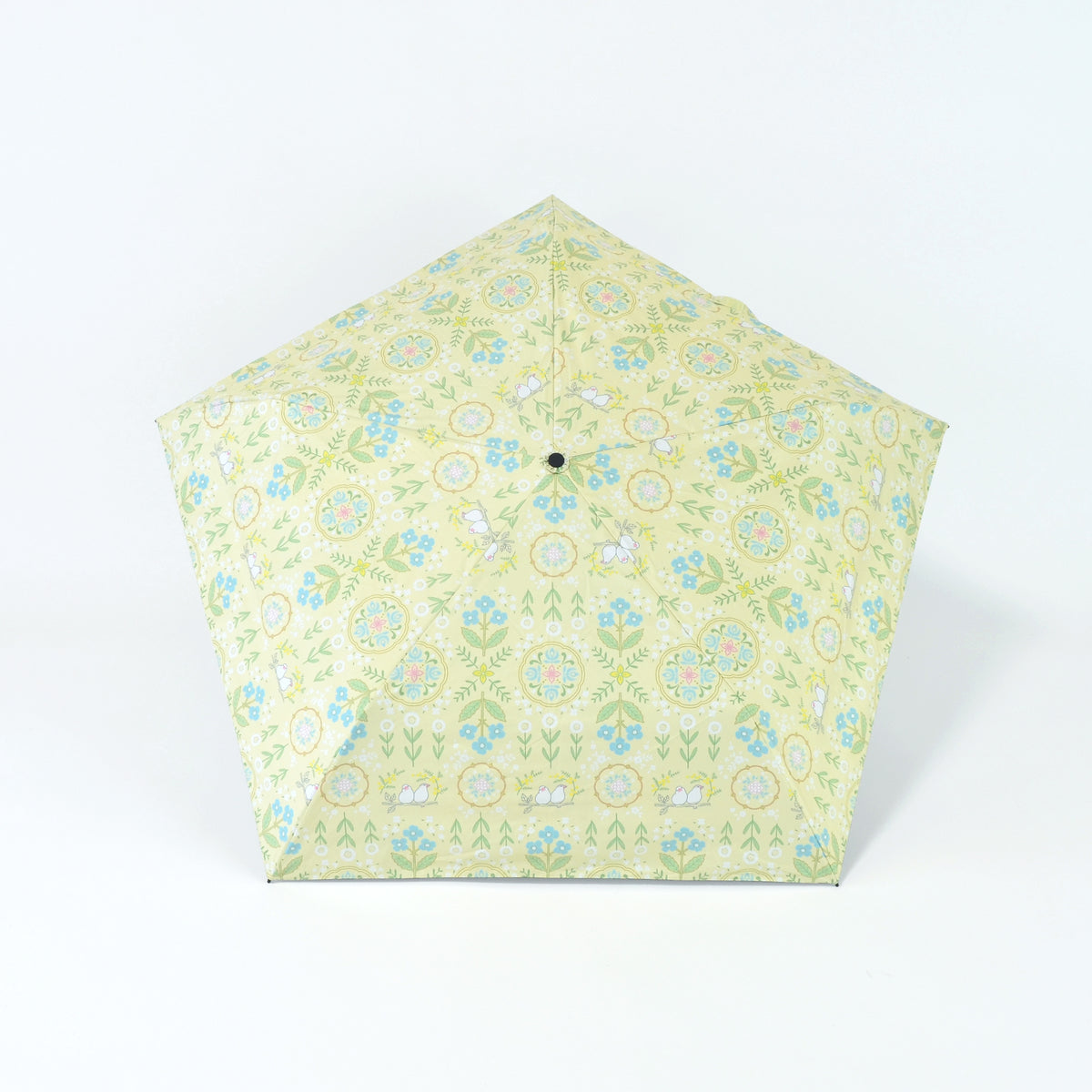 花文様・文鳥｜遮光・遮熱 軽量｜晴雨兼用 折りたたみ傘 50cm（トートバッグ付）