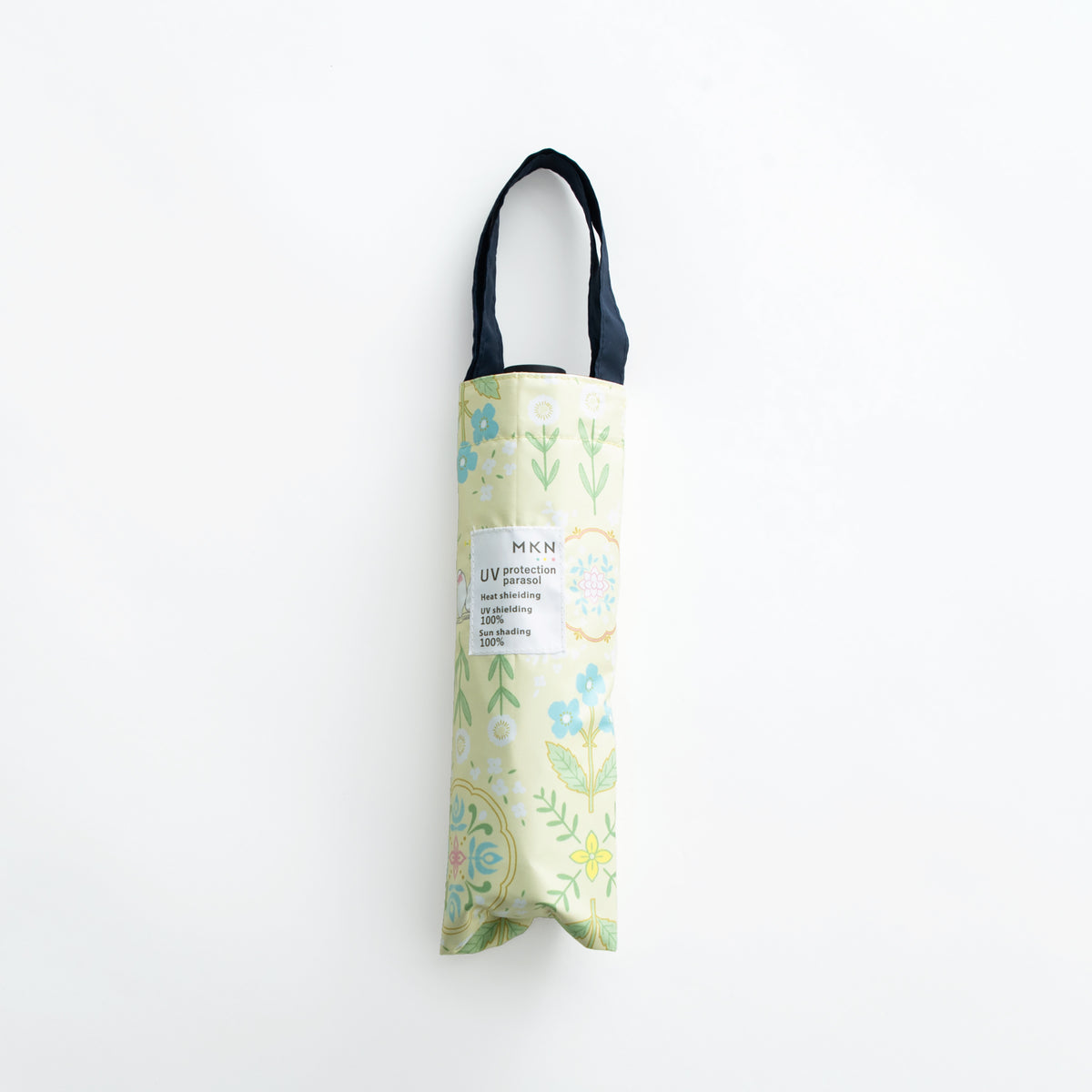 花文様・文鳥｜遮光・遮熱 軽量｜晴雨兼用 折りたたみ傘 50cm（トートバッグ付）