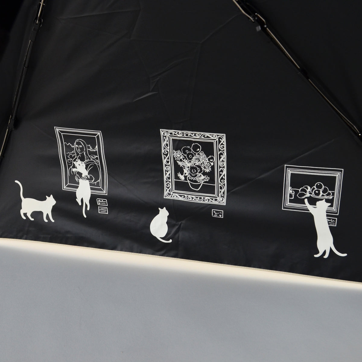 ミュージアムCAT｜遮光・遮熱 自動開閉｜晴雨兼用 折りたたみ傘 50cm