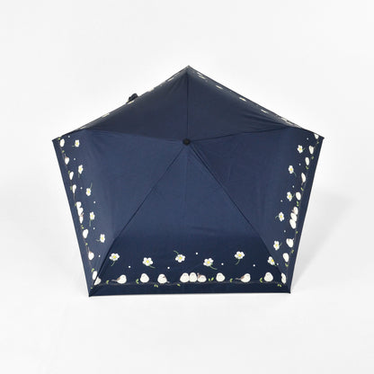 お花とシマエナガ｜遮光・遮熱 自動開閉｜晴雨兼用 折りたたみ傘 50cm