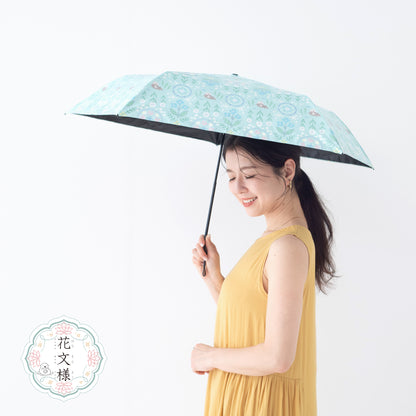 花文様・ラッコ｜遮光・遮熱 軽量｜晴雨兼用 折りたたみ傘 50cm（トートバッグ付）