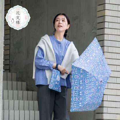花文様・ペンギン｜遮光・遮熱 軽量｜晴雨兼用 折りたたみ傘 50cm（トートバッグ付）