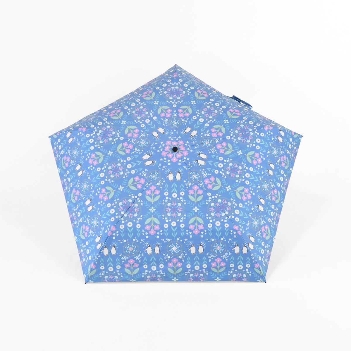 花文様・ペンギン｜遮光・遮熱 軽量｜晴雨兼用 折りたたみ傘 50cm（トートバッグ付）