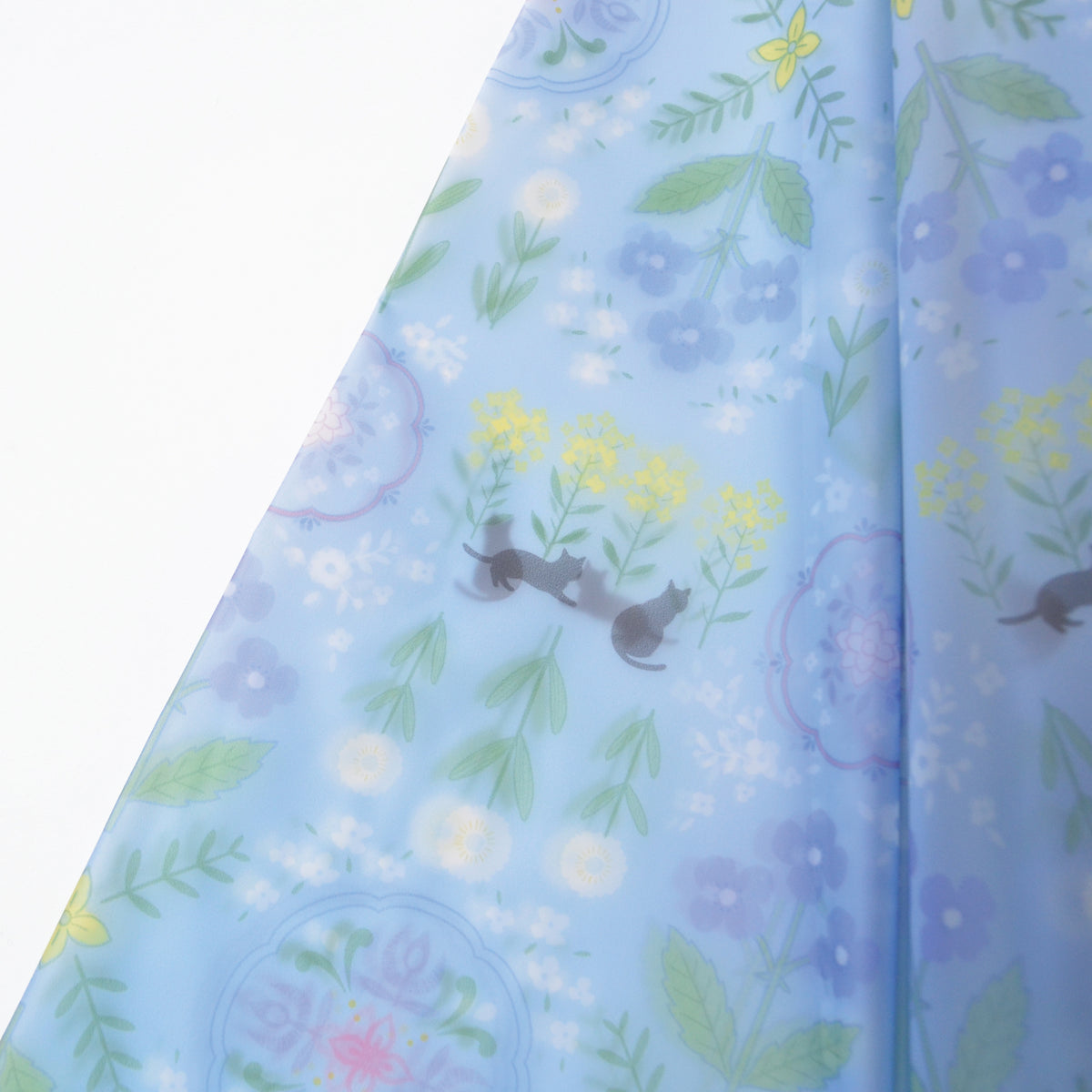 花文様・猫｜TPUワンタッチジャンプ長傘 60cm