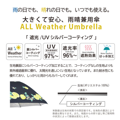お花と文鳥｜遮光・遮熱 ジャンプ｜晴雨兼用 長傘 60cm