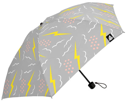 392plusm MK497200 by cutty Thunder mini 雷電圖案摺疊雨傘 50cm 灰色 開傘全貌