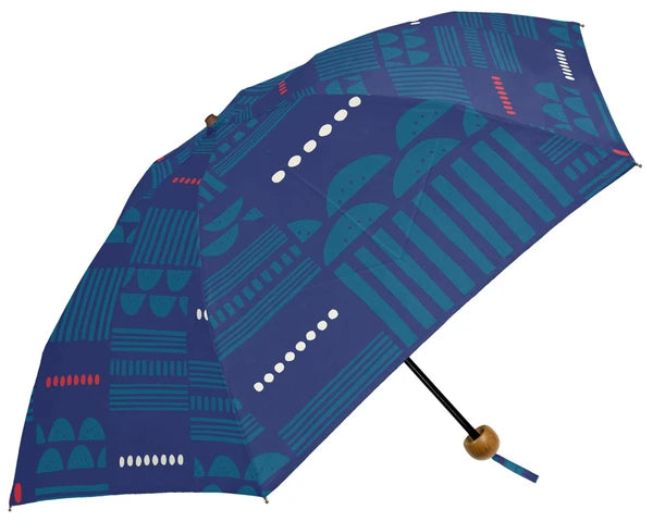 392plusm S41002 sand e-mini 折りたたみ雨傘 ネイビー 全体