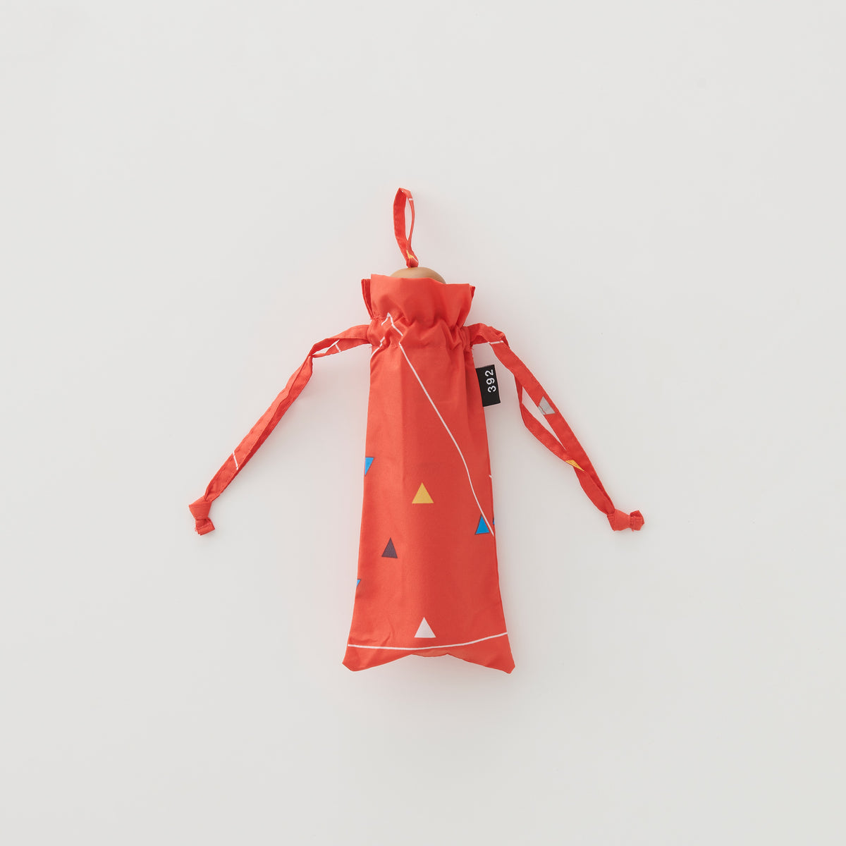 392plusm トライアングル柄 e-mini 折りたたみ雨傘 50cm グレー