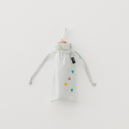 392plusm トライアングル柄 e-mini 折りたたみ雨傘 50cm グレー ディテール