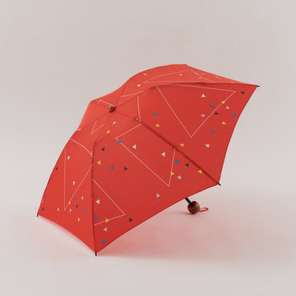 392plusm トライアングル柄 e-mini 折りたたみ雨傘 50cm レッド