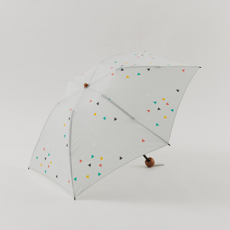 392plusm トライアングル柄 e-mini 折りたたみ雨傘 50cm レッド ディテール